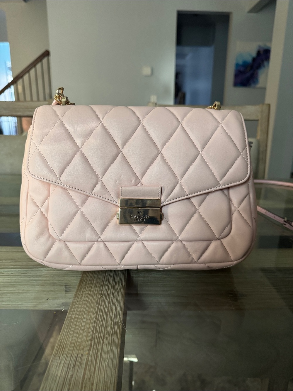 kate spade Quilted Light Pink Shoulder Bag with Gold Hardware